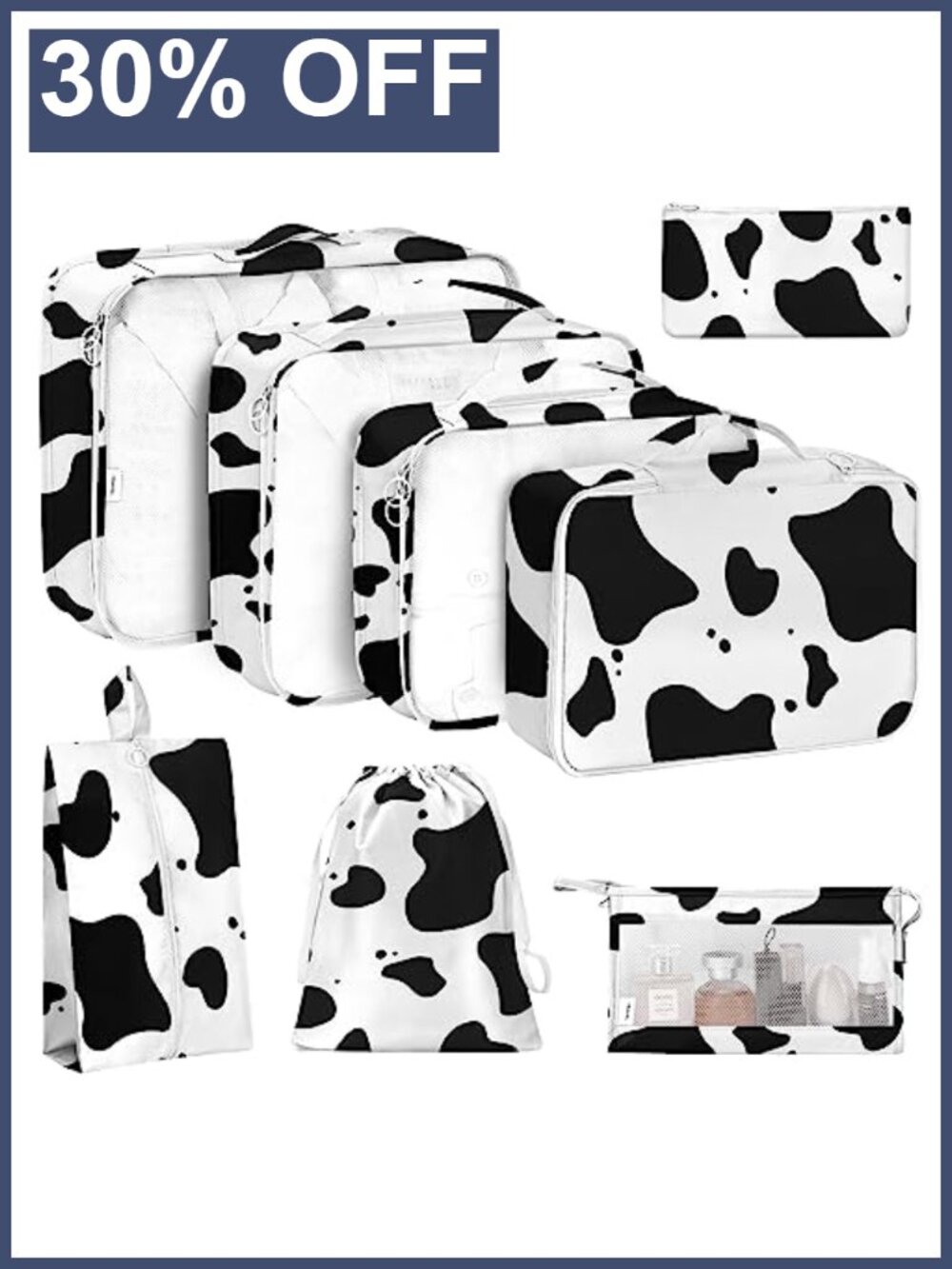 8 Set Packing Cubes Travel Luggage Organizer Toiletry Bag Ripstop Nylon